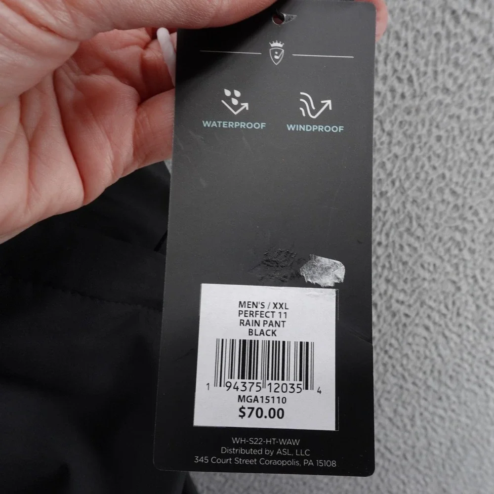 Walter Hagen Perfect 11 Rain Pants XXL Men Black Elastic Waist Zip Ankle NEW $70